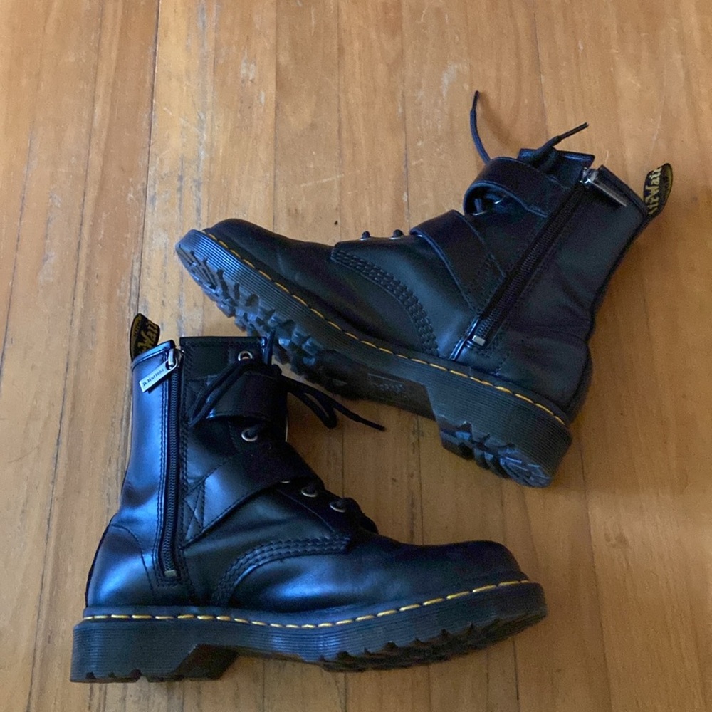 Dr. Martens 1460 Double Strap Black Leather Boots - Picture 2 of 11